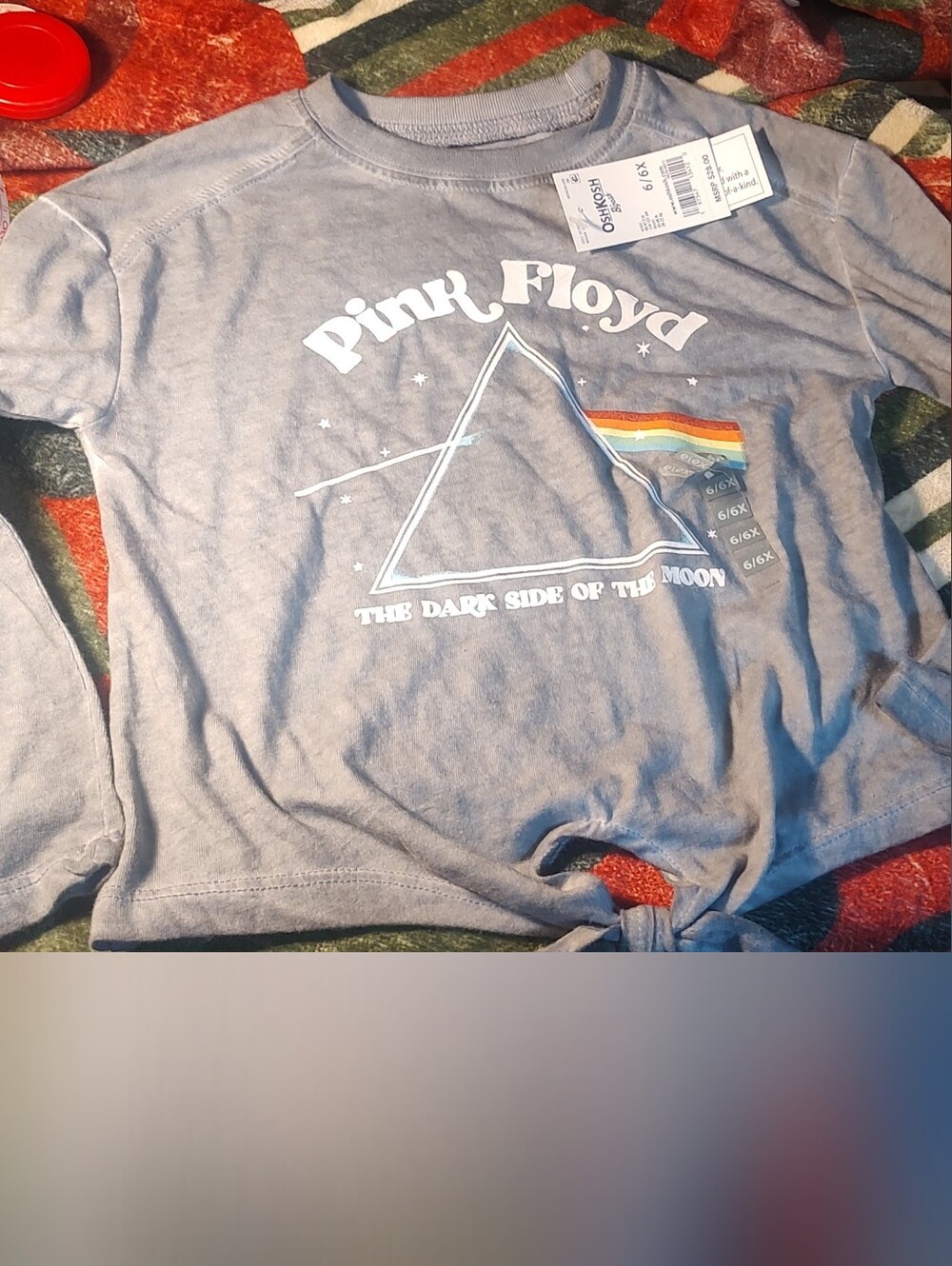 OshKosh B'gosh Light Blue Pink Floyd Long Sleeve Tee with Rainbow Prism